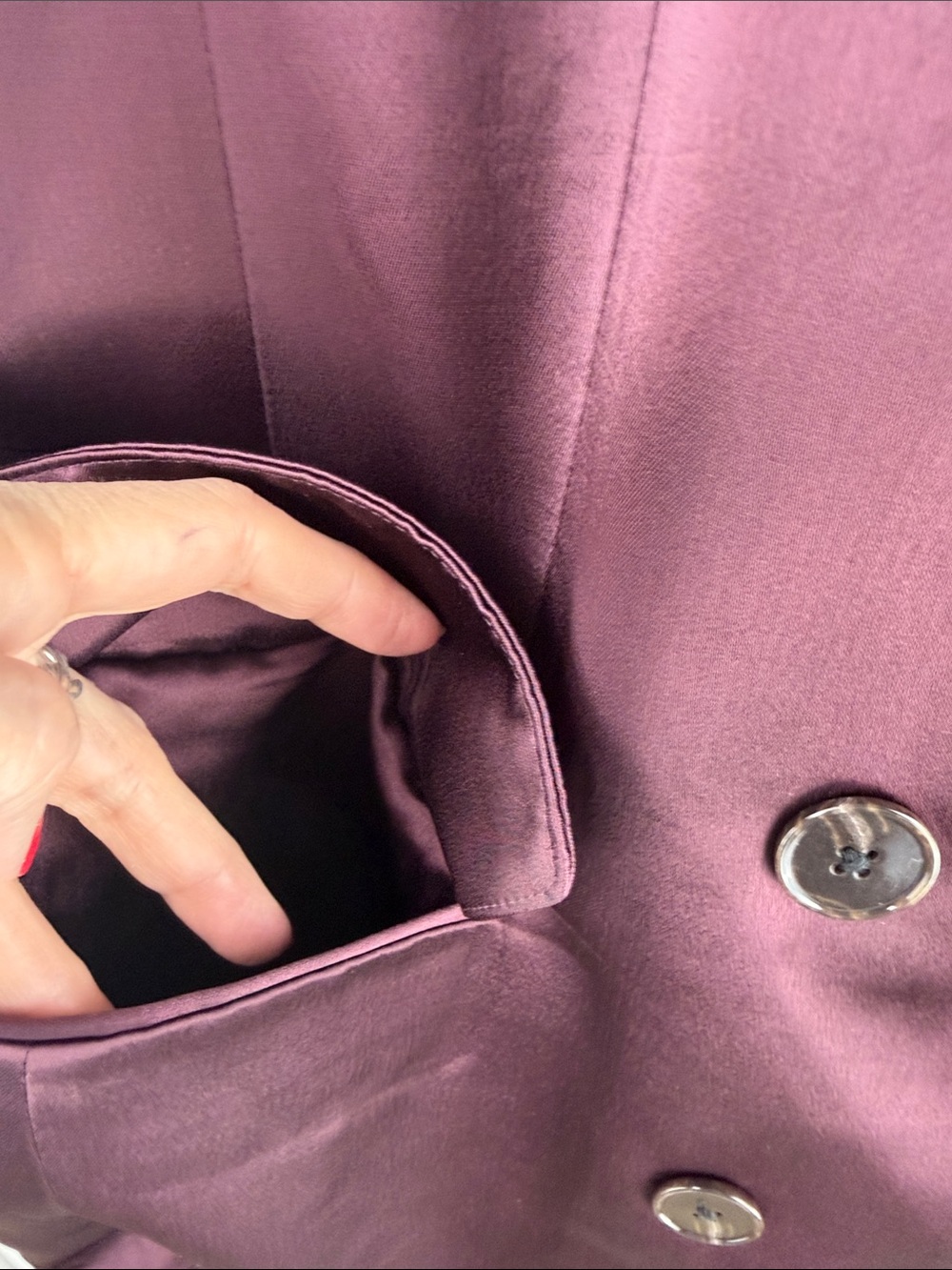 Banana Republic Isa Italian Satin Double-Breasted Blazer in Purple Prune - Picture 6 of 15